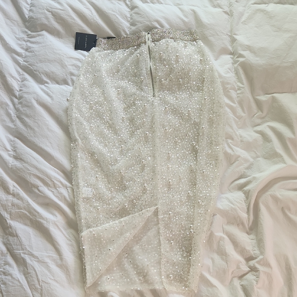 JLUX LABEL Beaded Midi Skirt with Rhinestone Waistband - Picture 7 of 13